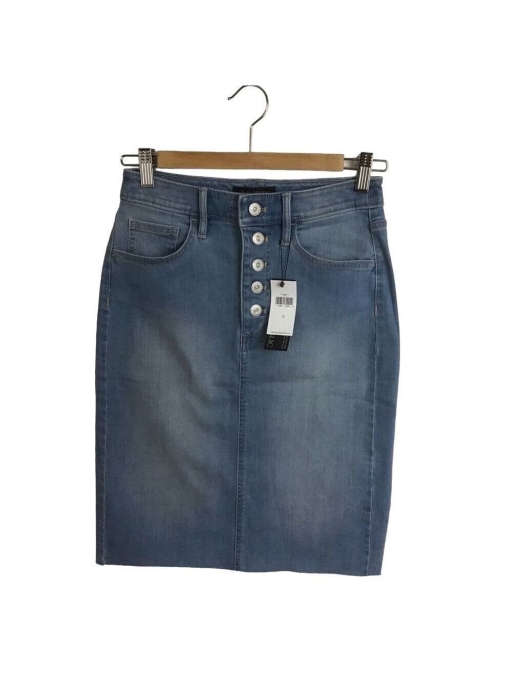 Banana Republic classic pencil skirt button fly long  blue denim stretchy size 0